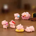 6 pz/set Cute Mini Pig Figurine Animal Doll Toy Model Statue miniature articoli fata Bonsai Home