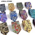 Vintage Paisley Floral Print Colorful Necktie 7.5cm Polyester Silk Touch Men Daily Party Wedding