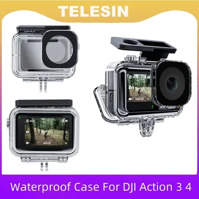 TELESIN 45M Waterproof Case For DJI OSMO Action 3 4 5 pro Camera Accessories Underwater Diving Housing High Definition Cover