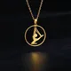 JDZQJ Yoga Strap Girl Pendant Necklace for Women Stainless Steel Gold Color Gymnatics Necklaces 2023