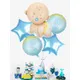 5Pcs/Set Gender Reveal party Boy Girl Balloon Baby Shower Blue Pink Baby Cartoon Pattern Aluminum