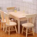 1/12 Miniature Dollhouse Furniture Wooden Dining Table And Chair Pretend Play Simulation Toys