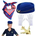 Stewardess Costume for Women Flight Attendant Hat Scarf Costume Set Comfortable Breathable Costume