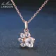 LAMOON Bear's Paw Pendant 925 Sterling Silver Necklace Natural Rose Quartz Gemstone Jewelry Rose