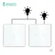 BSEED 1/2Gang Wall Touch Switch 2 Way Light Switches For Staircase Crystal Panel EU Standard 2Pack