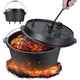 Dutch Oven 4.0 liters Thick Cast Iron Cooking Pot BBQ Fire Pot for Indoor Outdoor Camping