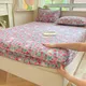 Bedding Set 100% Cotton Fitted Sheet + 2pc Pillowcases Bed Sheet Soft Rabbit Flower Print Single