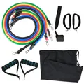 11pcs Fitness Resistance Bands Set Workout Exercise Tube Bands with Door Anchor Ankle Straps