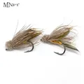 MNFT 10PCS 6# Brown Color Deer Hair Gold Body Muddler Minnow Fly Bass Fishing Lure Steamers Trout
