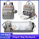 3 In 1 Diaper Bag Backpack Foldable Baby Bed Waterproof Travel Bag with USB Charge Diaper Bag