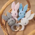 Baby Rattle Crochet Amigurumi Bunny Rattle Bell Newborn Knitting Gym Toy Educational Teether Baby