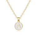 1PC Simple Letter Pendant Enamel Initial Necklace For Women Fashoin Gold Color Chain 26 Alphabet