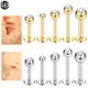 1/5PCS Titanium Gem 16G 6/8/10mm Bar Nose Ring Stud Helix Piercing CZ Oreja Labret Lip Ring Ear