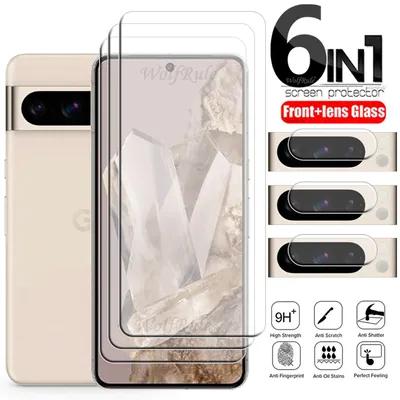 6-in-1 For Google Pixel 8 Pro Glass For Google Pixel 8 Pro Tempered Glass 9H Clear Screen Protector Google Pixel 8 Pro Len Glass