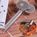 Stainless Steel Dual Wheels Pasta Cutter Maker Dough Slicer Pastry Ravioli Pizza Cutters Noodle