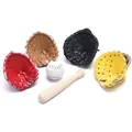 3Pcs/Set 1/12 Dollhouse Mini Baseball Bat Glove and Ball Model Game Ornaments Decoration Accessories