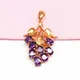 585 Purple Gold Plated 14K Rose Gold Inlaid Amethyst Grape Pendant Necklace Sweet Charm Delicate