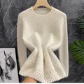 Wool Cashmere Sweater Women 3D Three-Dimensional Hollow Out Round Neck Jumper Knit Sweater Autumn