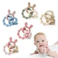 Baby Silicone Rabbit Bracelet Teether Toys BPA Free Nursing Teething Toys Food Grade Silicone