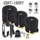 25-150FT Black Expandable Garden Water Hose Water Gun Sprayer Kit for Home Car Wash Irrigation