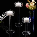 1Pc Glass Candle Holders Set Tealight Holder Home Decor Wedding Crystal Dinner Table Setting