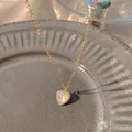 Trendy Heart Shaped Pendant Necklace Opal Chain Shiny Women 2021 Temperament Jewelry Choker Necklace
