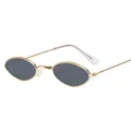 Retro Small Oval Sunglasses Women Vintage Brand Shades Black Red Metal Color Sun Glasses For Female