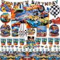 Hot Wheels Birthday Decoration Racing Car Disposable Tableware Tablecloth Plate Cup Balloon Baby