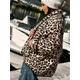 Fashion Leopard Printed Cotton Coat Women 2024 Autumn Winter Warm Long Sleeve Pocket Jackets Female
