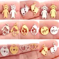 5Pcs/Lot Mother's Day Charms Heart/Mom/Boy/Girl/Family DIY Jewelry Pendants Stainless Steel Baby