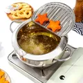 Deep Frying Pot with Thermometer&Lid for Kitchen Stainless Steel Pans Japanese Tempura Fryer Pan