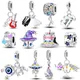 925 Silver Plated Charms Peacock Guitar Pendants Fit Original Pandora Bracelet Making For Woman