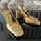 Women Modern Office Wedding Metal Slingback High heels Gold Block Heel Spring Summer 2024 Heeled