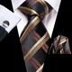 Plaid Black Brown Silk Wedding Tie For Men Gift Mens Necktie Handky Cufflink Set Fashion Business