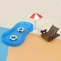 1Set Miniature Swimming Pool Swimming Circle Deck Chair Beach Umbrella Kits for Dollhouse Life