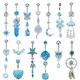 Long Dangled Blue Zircon Crystals Belly Button Rings 14G Snake Cat Dragon Belly Pirecing Flower