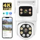 Outdoor 4K 8MP Wireless PTZ Auto Tracking Camera 4MP IP HD Dual Lens Night Visible Infrared Cam CCTV