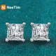 NeeTim 2 Carat Princess Cut Moissanite Earrings s925 Sterling Sliver Plated with 18k White Gold Ear