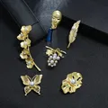 Creative Gold Color Flower Mask Butterfly Sample Design Brooches Pins For Women Elegant Vintage