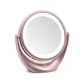 Pink LED Makeup Mirror 5X Magnifying Double-Sided Portable Travel Vanity Mirror with Lights 3 Levels