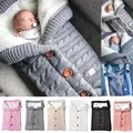 Baby Winter Warm Sleeping Bags Infant Button Knit Swaddle Wrap Swaddling Stroller Wrap Toddler