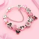 Leabyl New Design Lovely Pink Crystal Bead Charm Bracelets Colorful Enamel Handmade Diy Charm