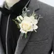 Boutonnieres Flowers Artificial White Roses Silk Ivory Corsage Buttonhole Groomsmen Boutonniere for