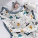 Cartoon Printing 100% Cotton 6 Layers Baby Throw Blanket Bath Towel Hugging Quilt