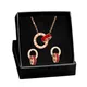 316L Stainless Steel Roman Numeral Double Circle Red Black Crystal Earrings Necklace Crystal Wedding