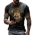Magliette da uomo estive vestiti larghi oversize Vintage manica corta moda America Route 66 lettere