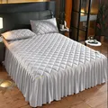 Luxury Thicken Pink Quilted Bed Spread Queen Size Nordic High Quality Pleated Edge Bedspread on The