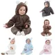 0-12M Newborn Baby Rompers Spring Autumn Warm Fleece Baby Boys Costume Girls Clothing Overall