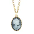 Vintage 6 Colors Lady Queen Cameo Necklace Pendant For Women Gold Color Pink Blue Gray Fashion