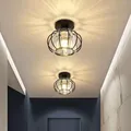 Semi Flush Mount Ceiling Light Fixture Small Crystal Lighting Indoor LED Iron Cage Ceiling Light